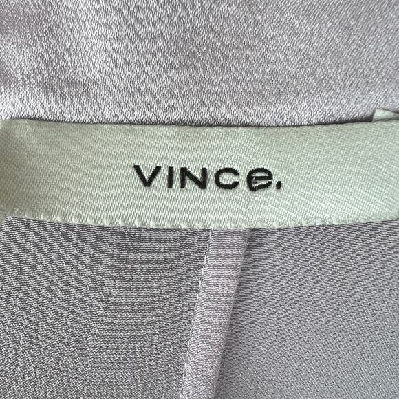 VINCE Satin Wrap Blouse Top Pink Mandarin Collar Long Sleeve Button Cuffs Size ? - Picture 9 of 9